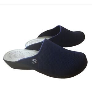 Fly Flot Womens Navy Mesh Anti Shock Footbed Rounded Toe Clogs Size 8 (EU 39)
